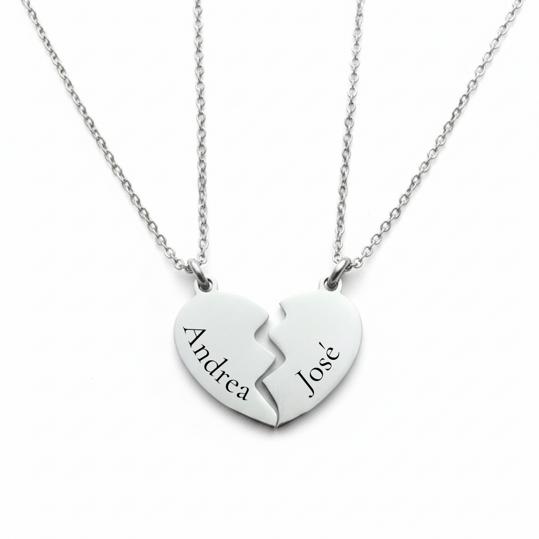 collar corazón pareja